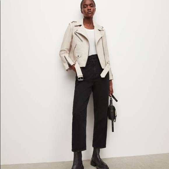 URBAN BEHAVIOR Beige Leather Moto Jacket - Picture 4 of 7